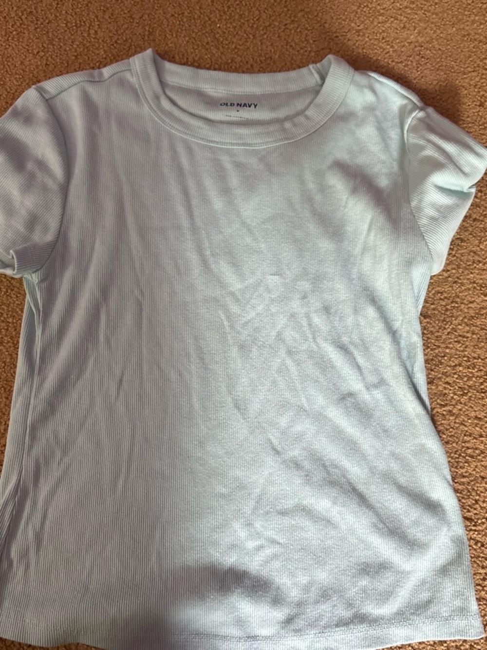 Old Navy Pale Blue Ribbed Short Sleeve Tee
